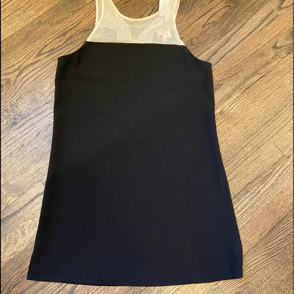 Parker New Silk Pipsy Sheer Black and White Shift Dress Size Medium - Picture 6 of 12
